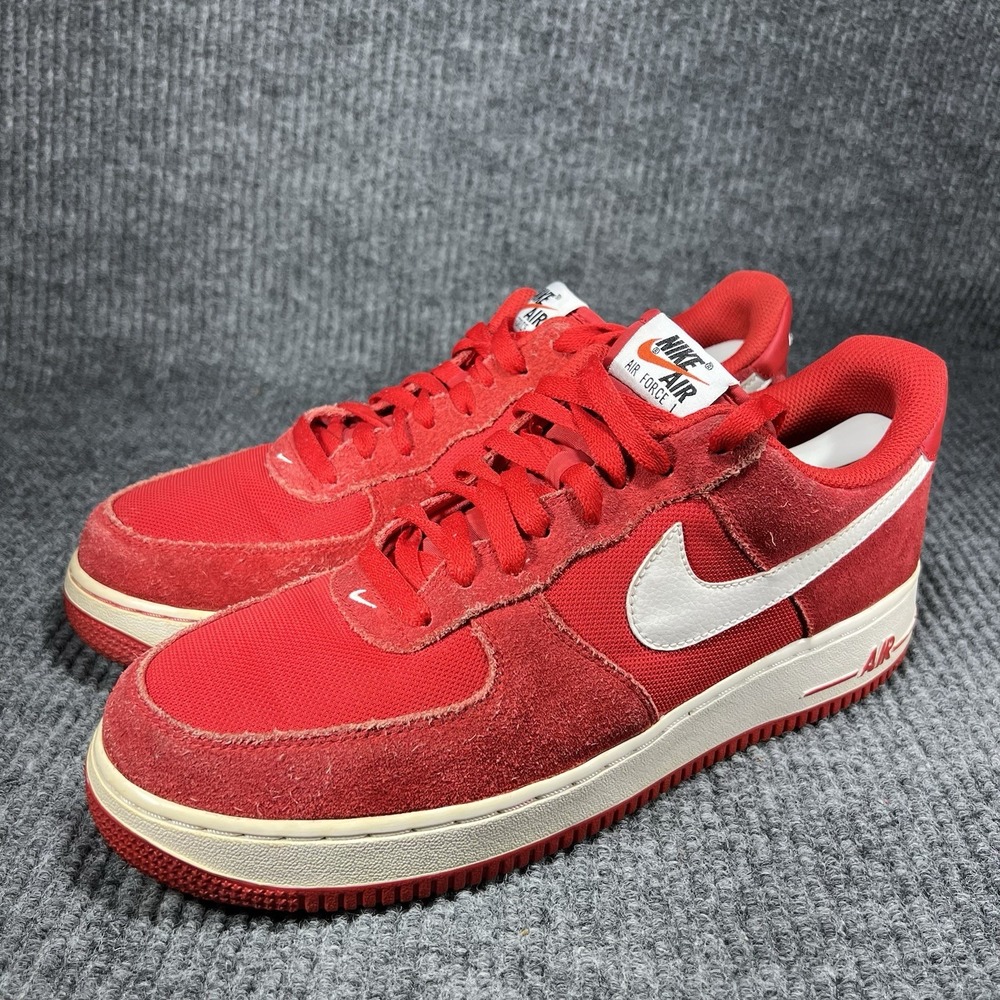 Nike Air‎ Force 1 Low Men's Size 10.5 Basketball Shoes Game Red White 820266-601